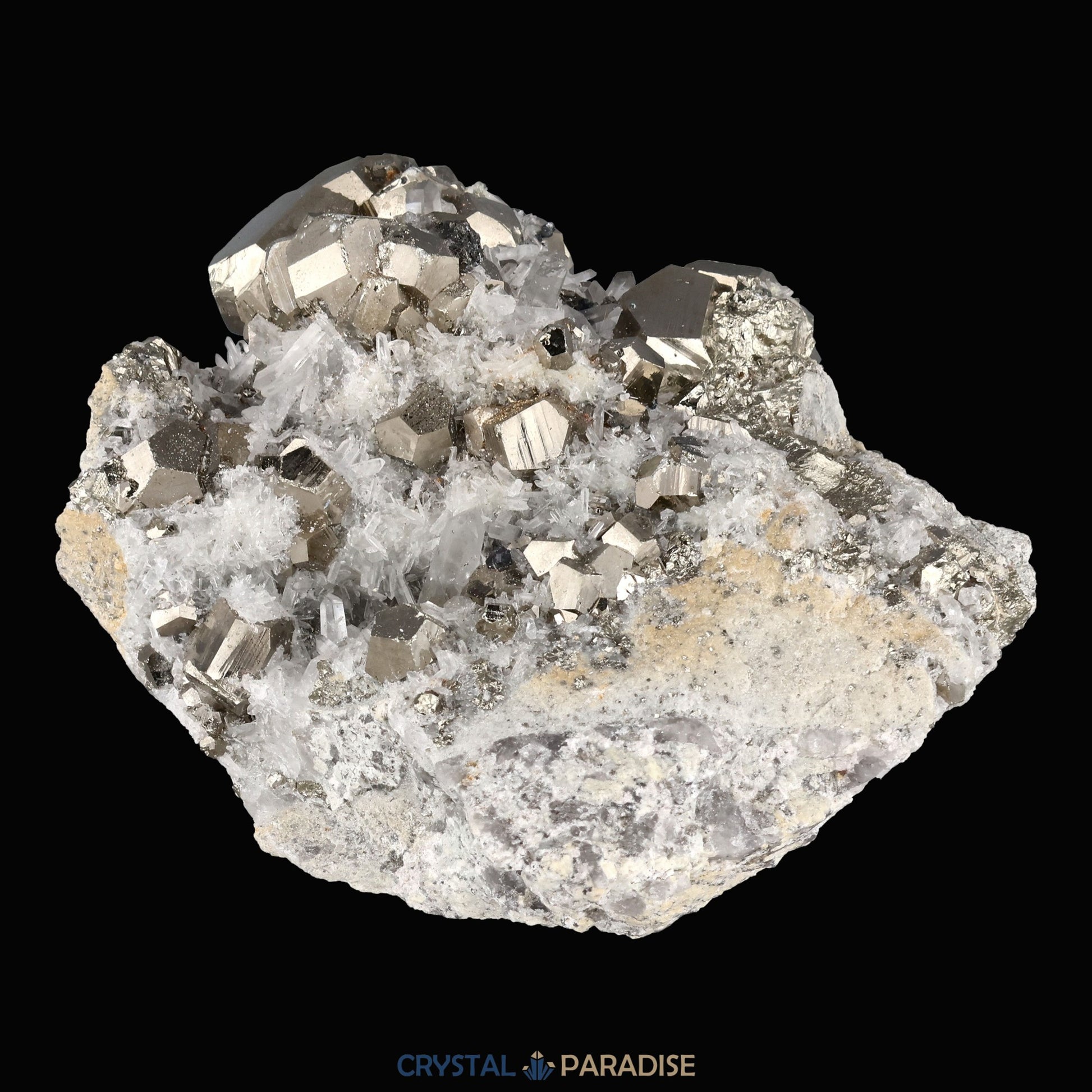 Pyrit an Bergkristall aus Indonesien (727g) - crystal paradise