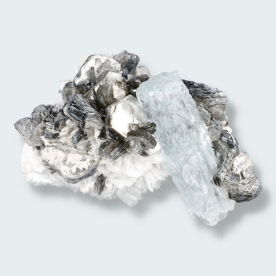 Aquamarin Kristall auf Feldspat aus Pakistan (38g)