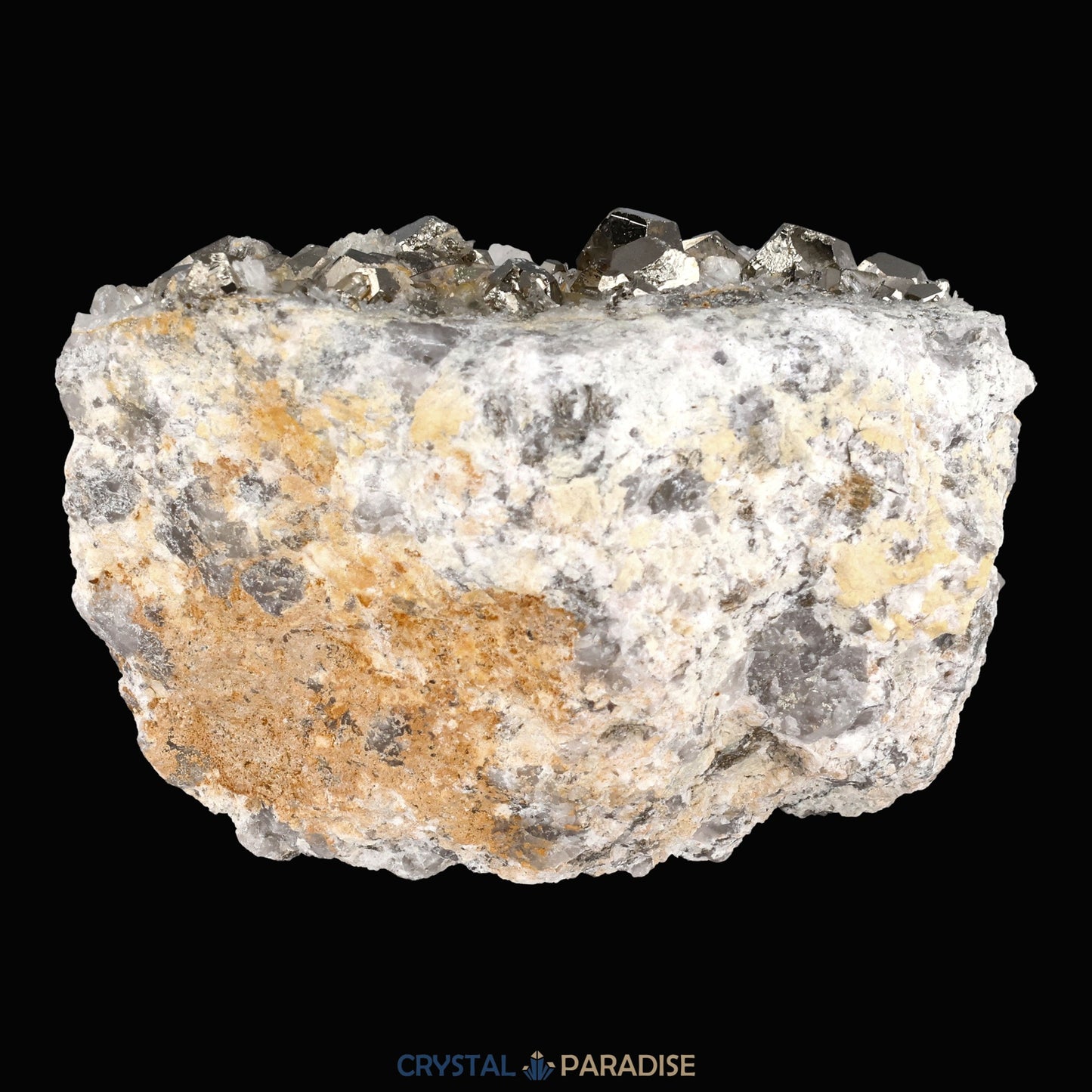 Pyrit an Bergkristall aus Indonesien (365g) - crystal paradise