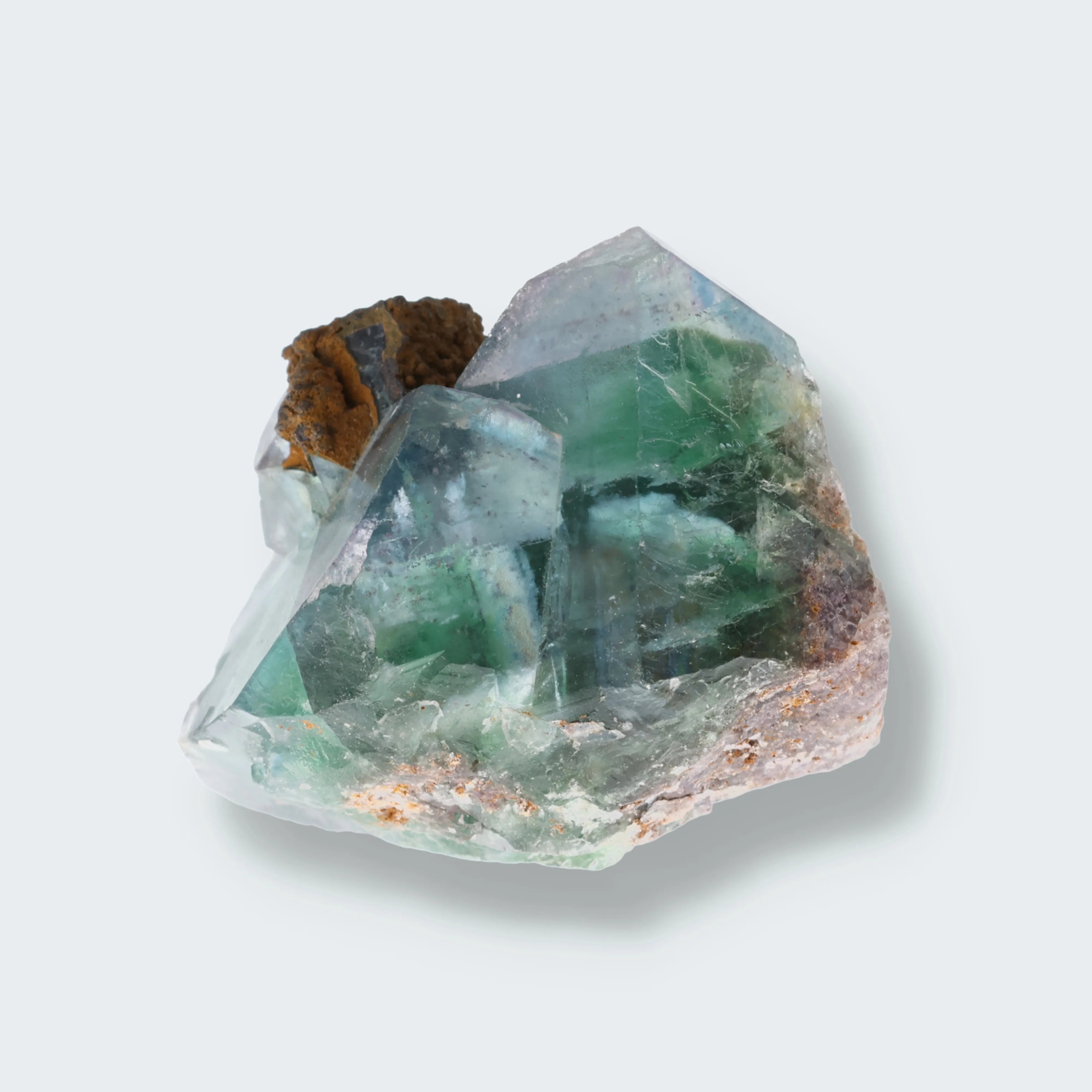 Fluorit Kristall kaufen – natürlicher Fluorit 69,3 g, violett-grün schimmernd, rohe Mineralstruktur