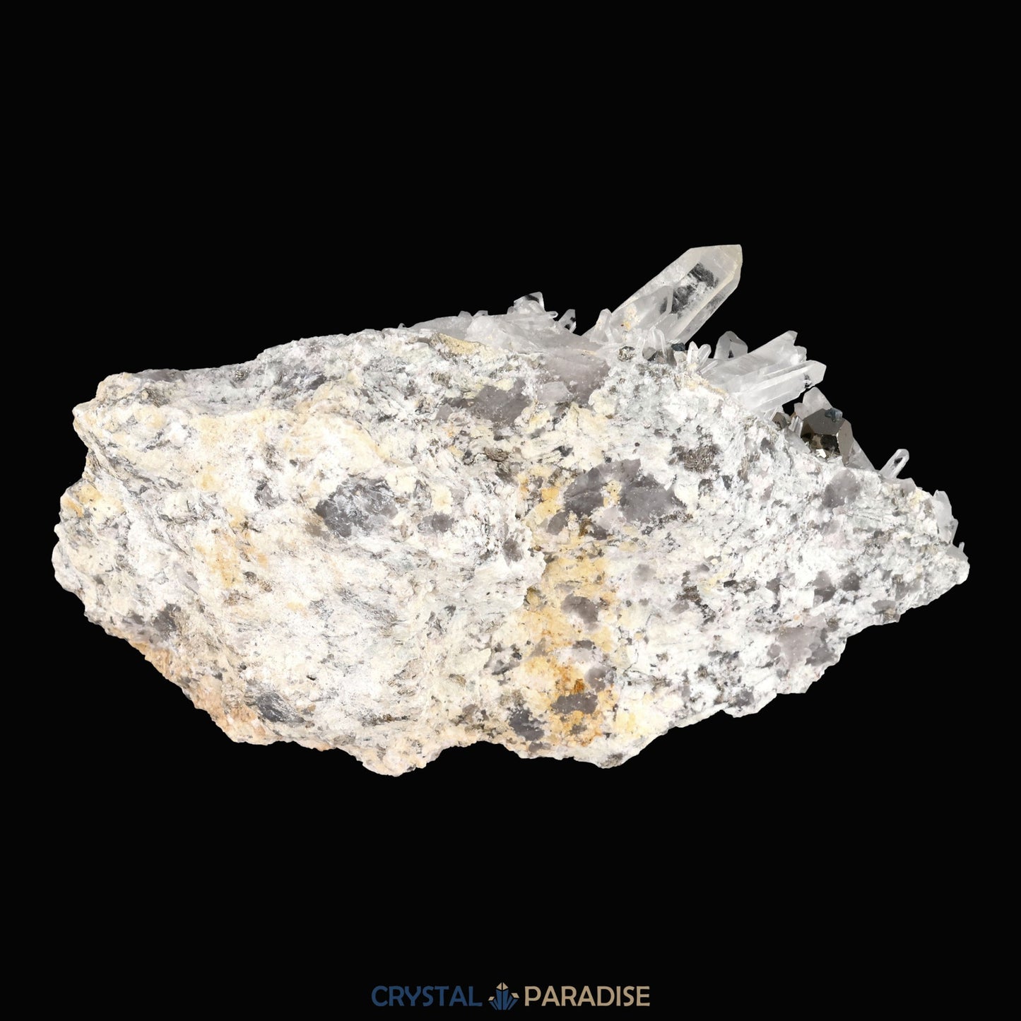 Pyrit an Bergkristall aus Indonesien (248g) - crystal paradise