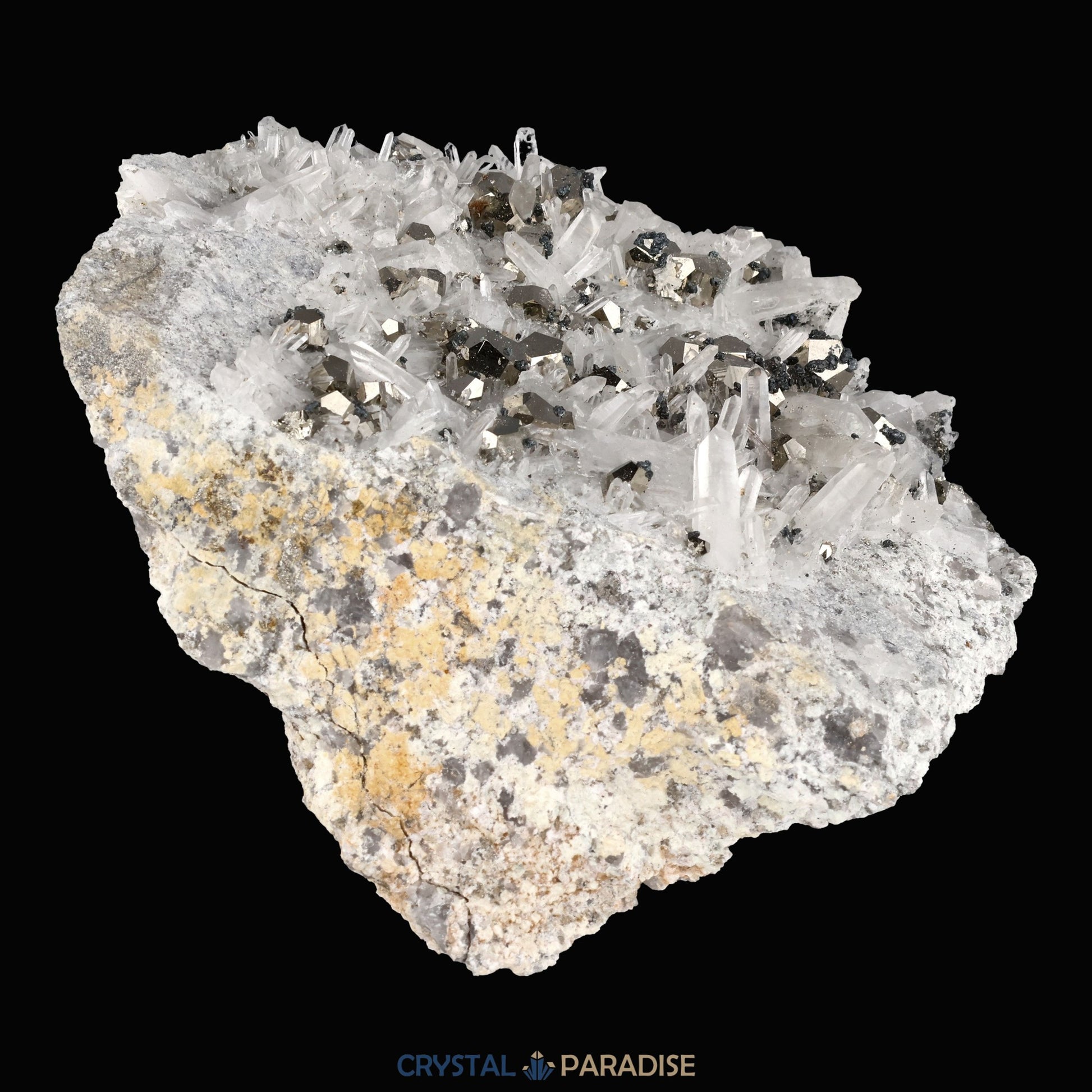 Pyrit an Bergkristall aus Indonesien (919g) - crystal paradise