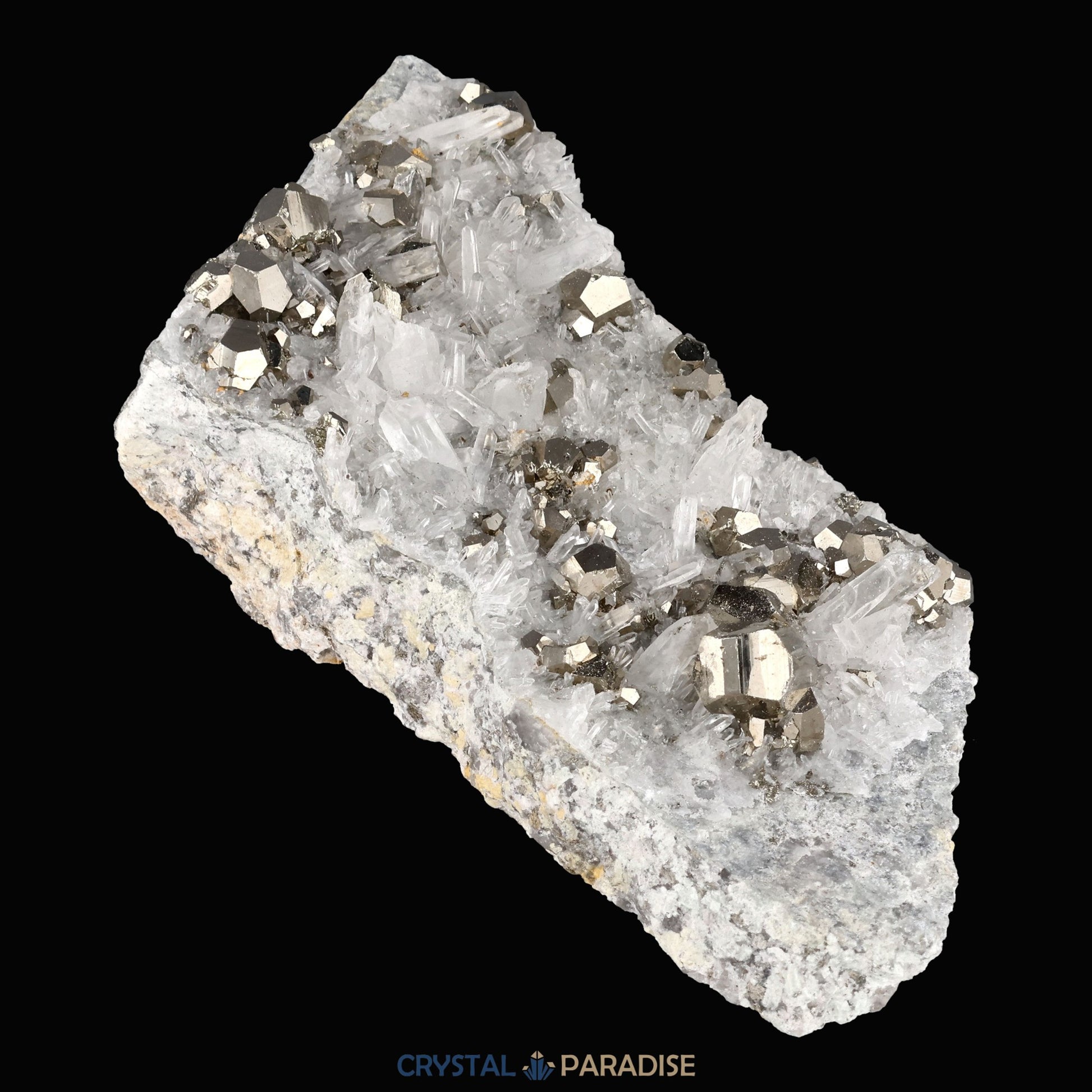 Pyrit an Bergkristall aus Indonesien (331g) - crystal paradise