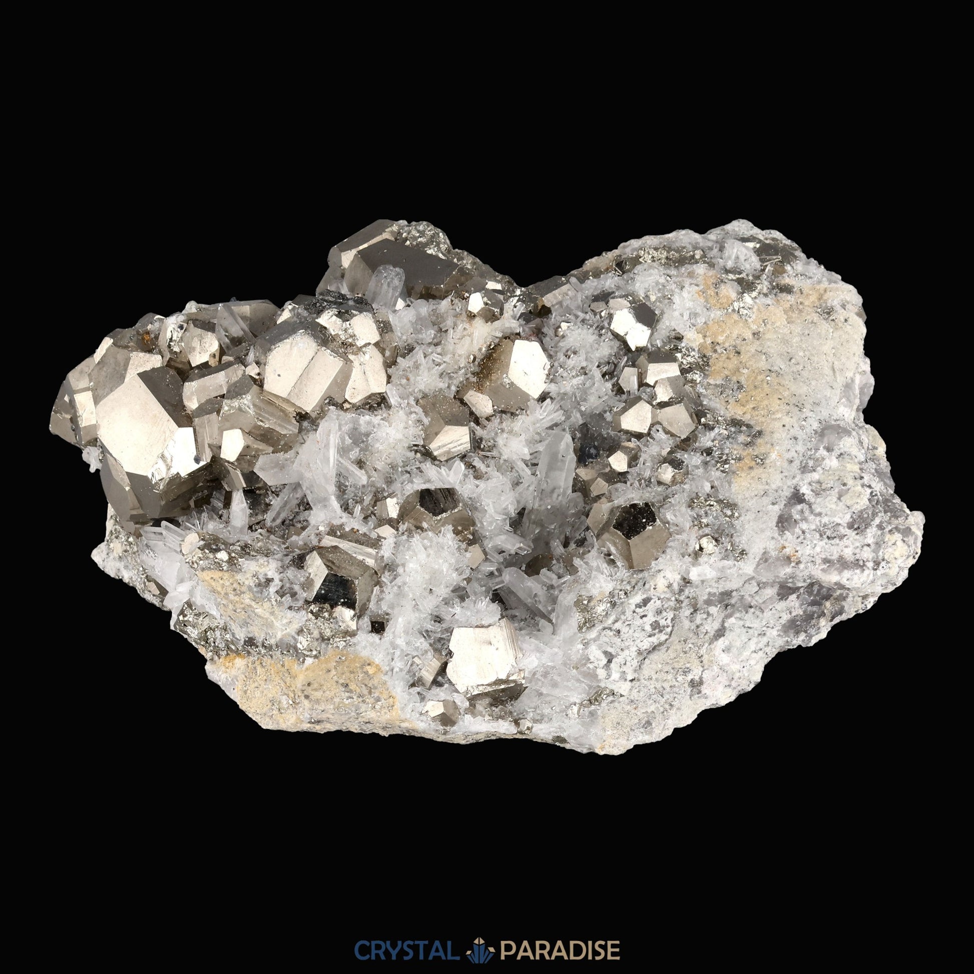 Pyrit an Bergkristall aus Indonesien (727g) - crystal paradise
