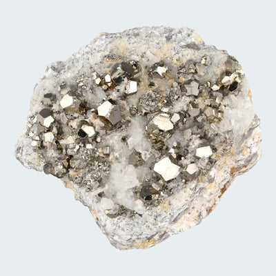 Pyrit an Bergkristall aus Indonesien (365g) - crystal paradise