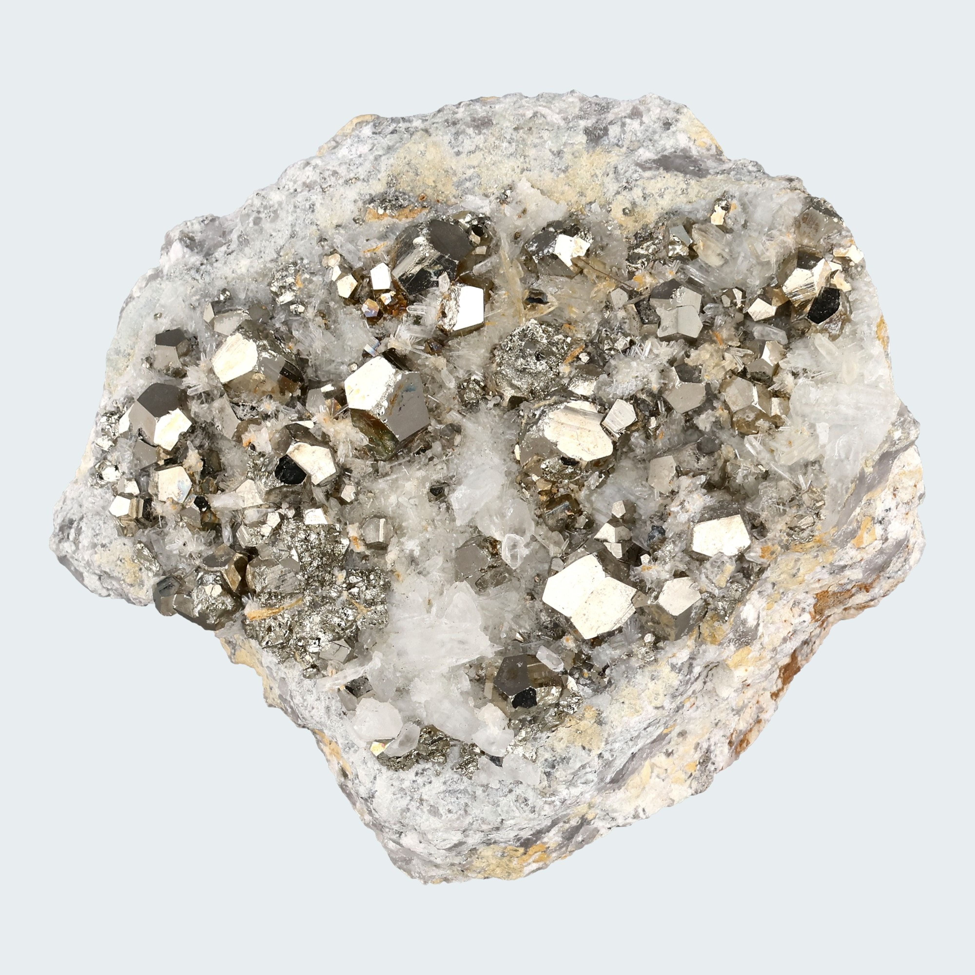 Pyrit an Bergkristall aus Indonesien (365g) - crystal paradise