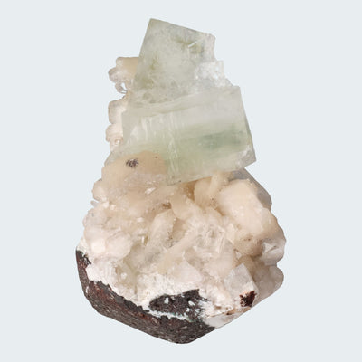 Grüner Apophyllit mit Stilbit Cluster aus Indien (335g)