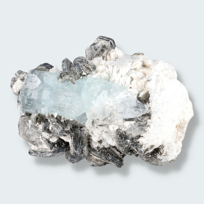 Aquamarin Kristall auf Feldspat aus Pakistan (58g)