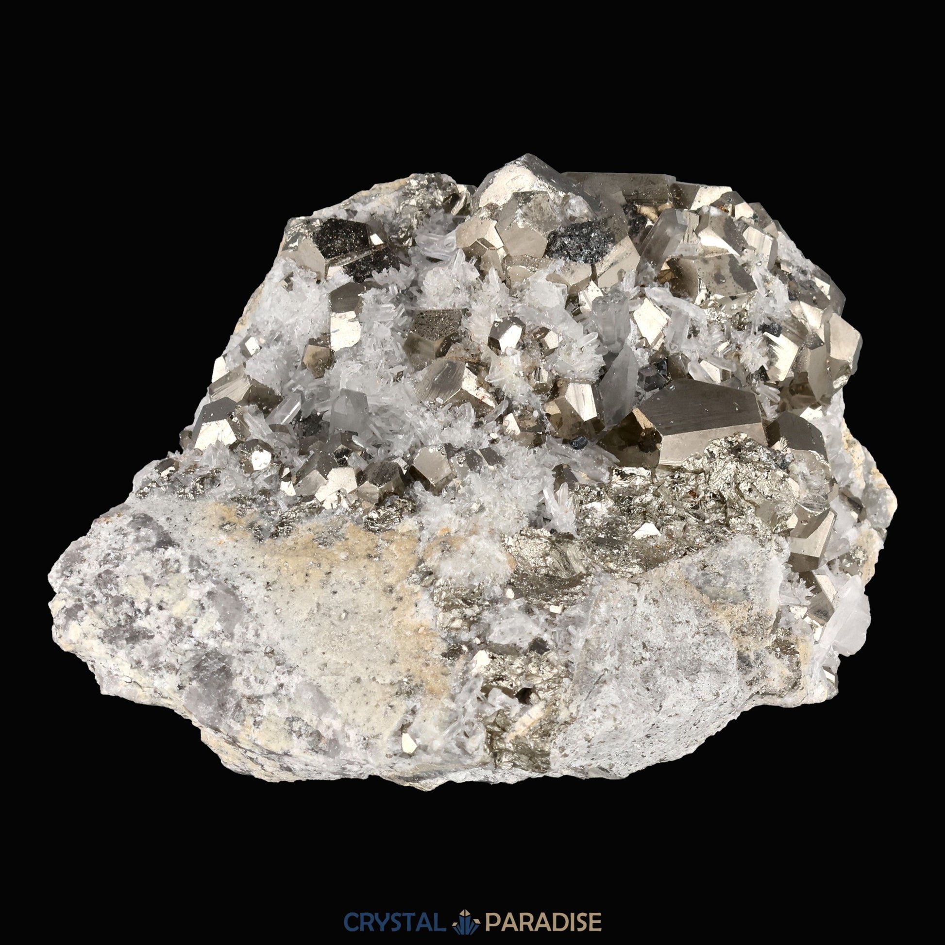 Pyrit an Bergkristall aus Indonesien (727g) - crystal paradise
