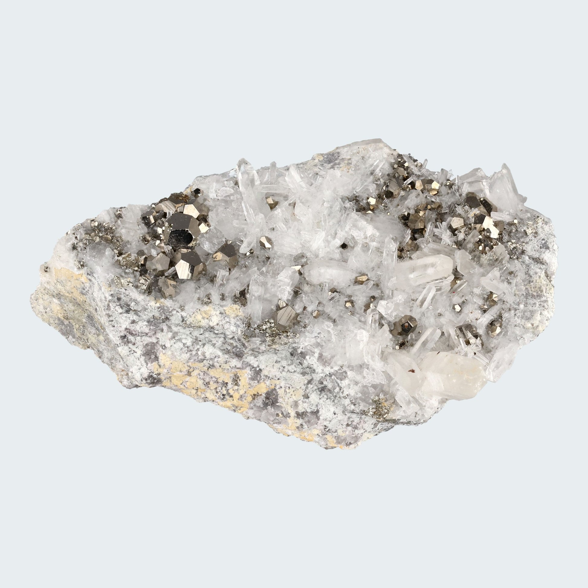 Pyrit an Bergkristall aus Indonesien (747g) - crystal paradise