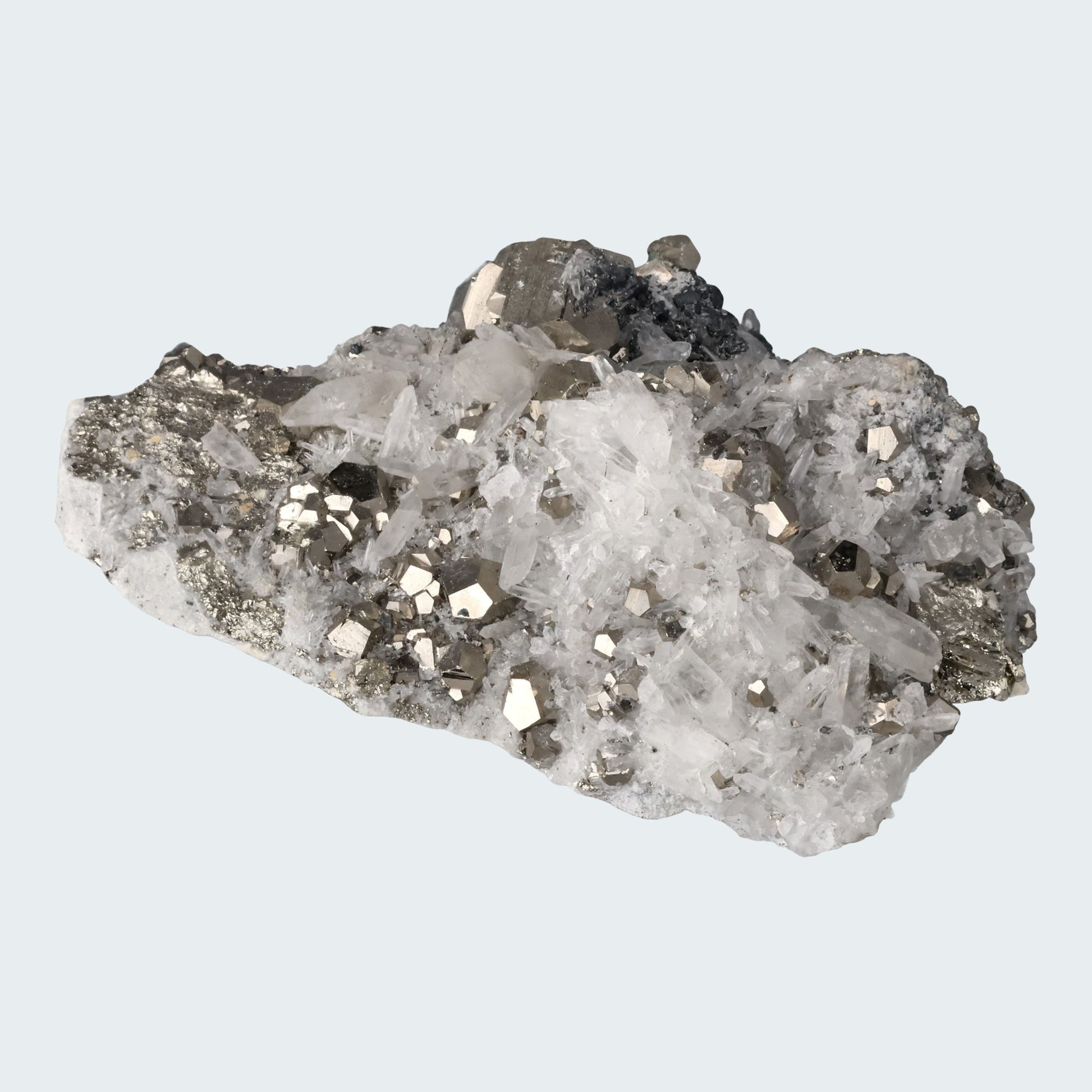 Pyrit an Bergkristall aus Indonesien (841g)