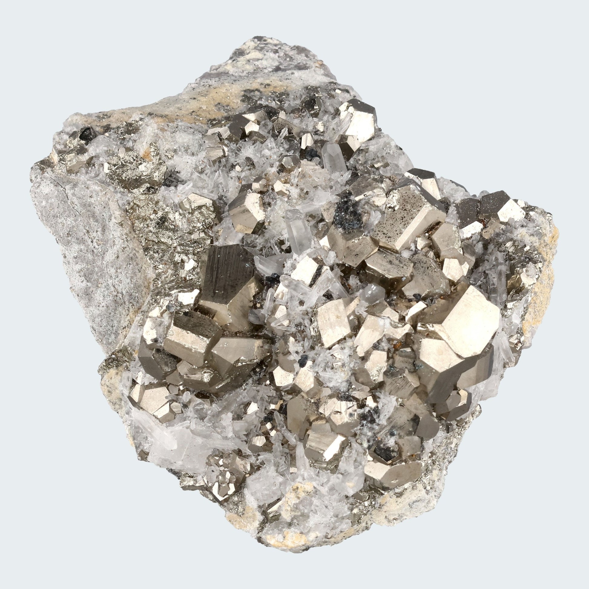 Pyrit an Bergkristall aus Indonesien (727g) - crystal paradise