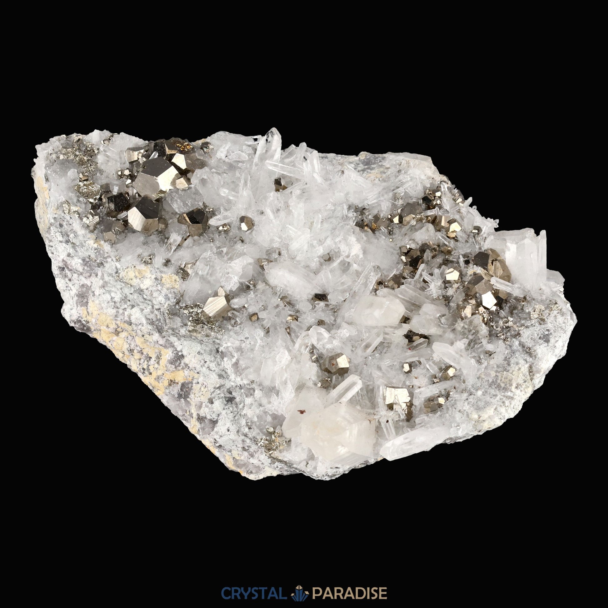 Pyrit an Bergkristall aus Indonesien (747g) - crystal paradise