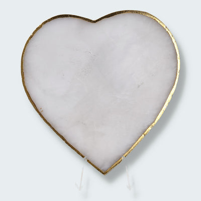 Achat-Scheibe mit Goldrand in Herzform