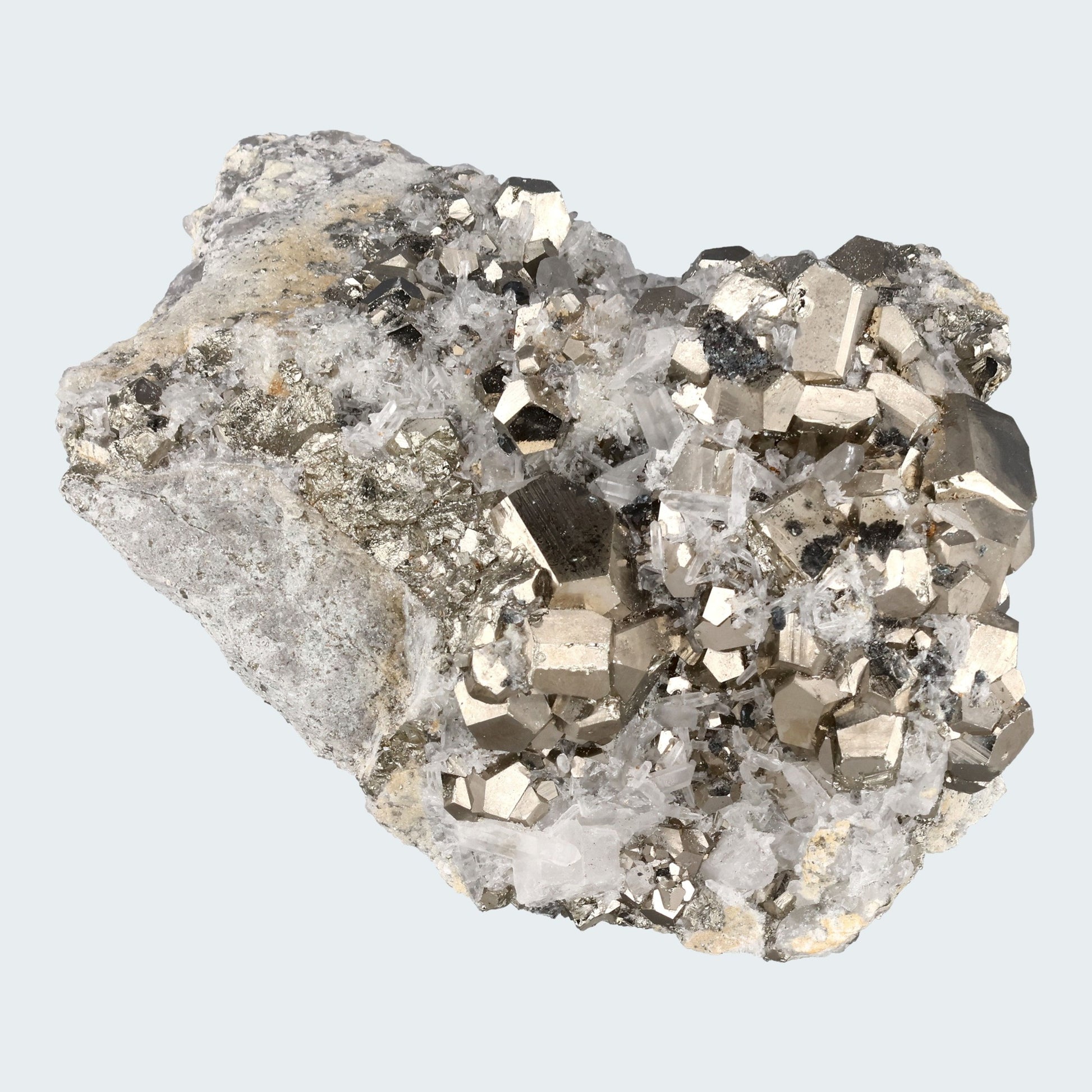 Pyrit an Bergkristall aus Indonesien (727g) - crystal paradise