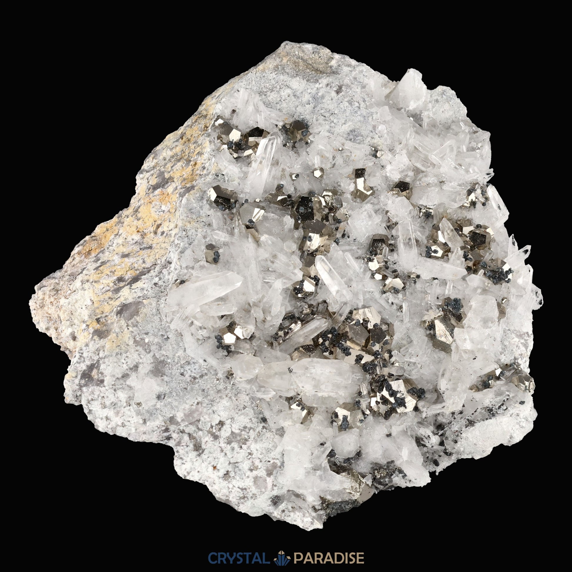 Pyrit an Bergkristall aus Indonesien (919g) - crystal paradise