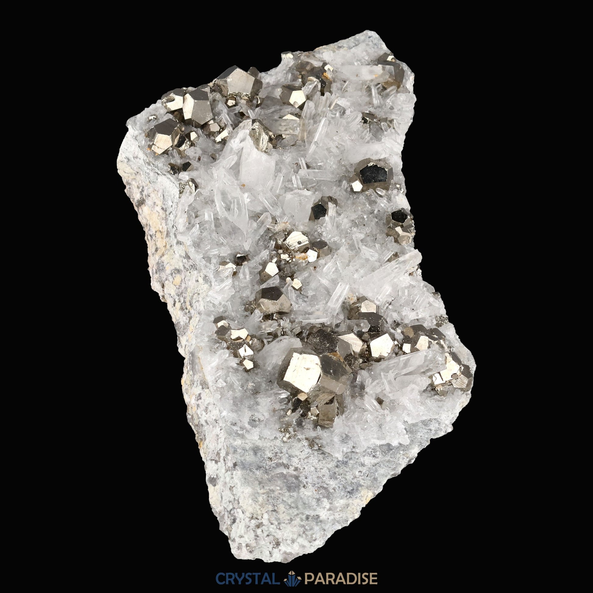 Pyrit an Bergkristall aus Indonesien (331g) - crystal paradise