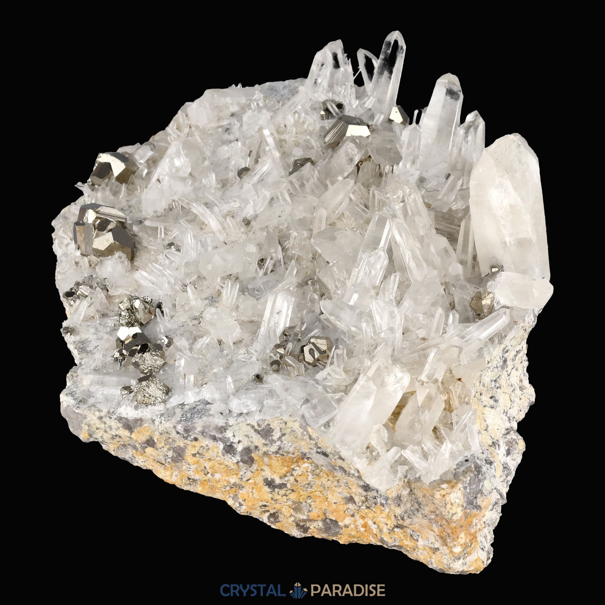 Pyrit an Bergkristall aus Indonesien (2084g) - Grossstufe - Schöne grosse Kristallspitzen und Cubes - crystal paradise