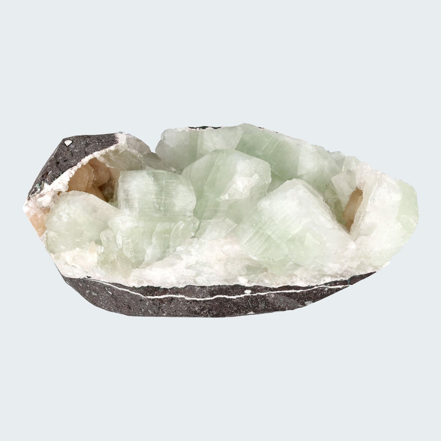 Grüner Apophyllit mit Stilbit aus Indien (1469g) - crystal paradise