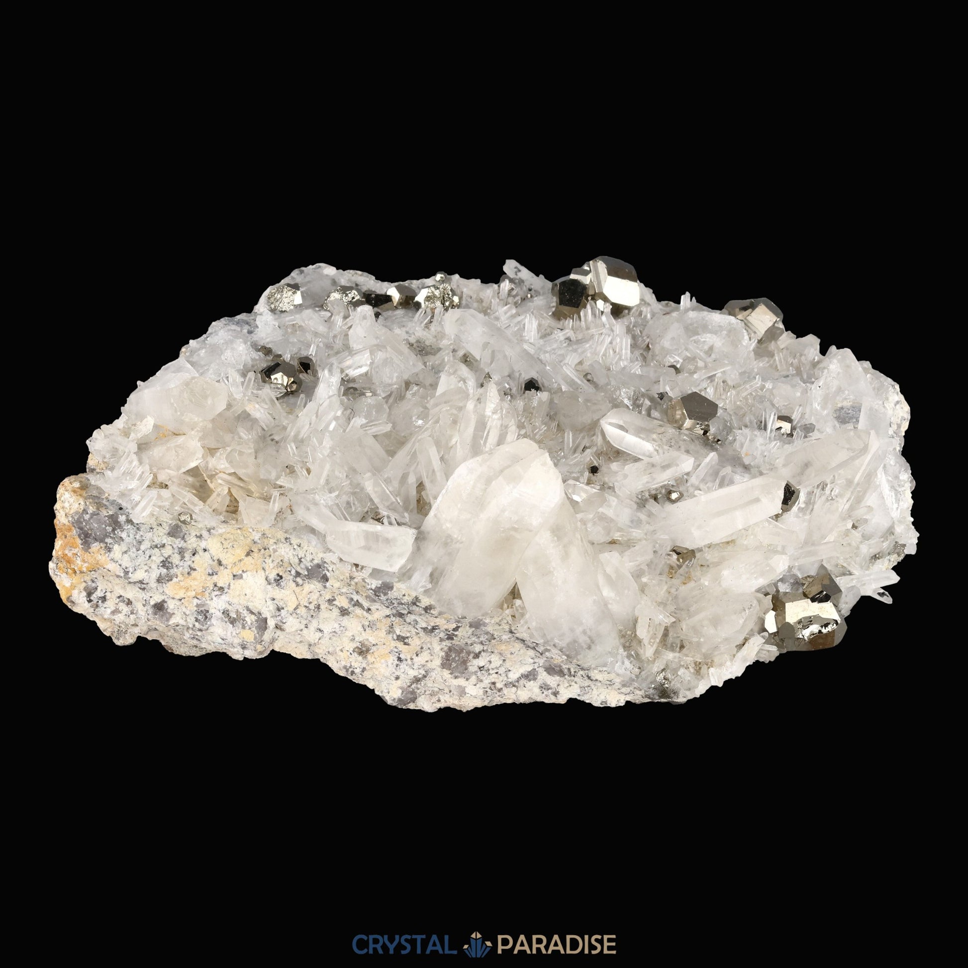 Pyrit an Bergkristall aus Indonesien (2084g) - Grossstufe - Schöne grosse Kristallspitzen und Cubes - crystal paradise