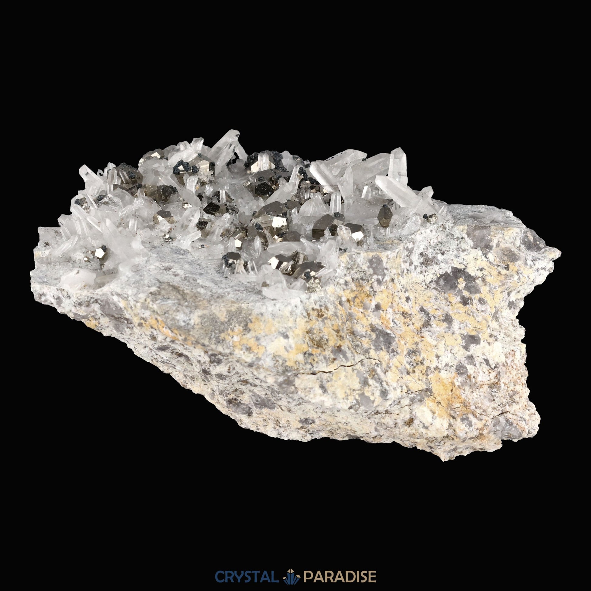 Pyrit an Bergkristall aus Indonesien (919g) - crystal paradise