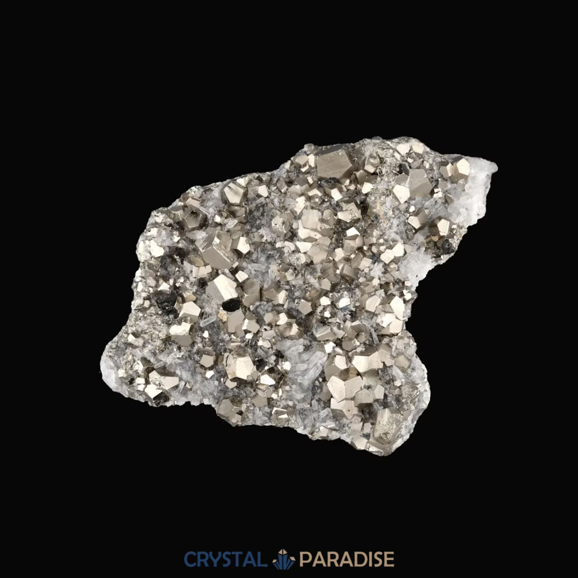 Pyrit an Bergkristall aus Indonesien (381g) - crystal paradise