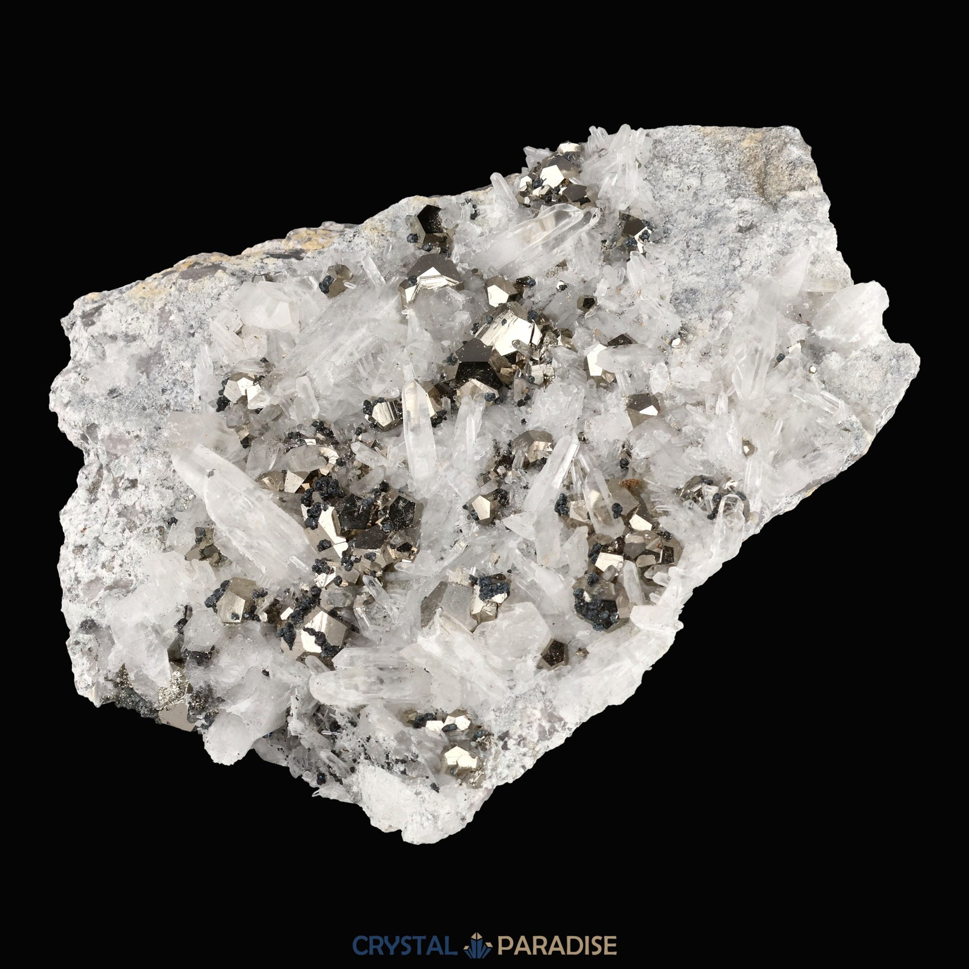 Pyrit an Bergkristall aus Indonesien (919g) - crystal paradise