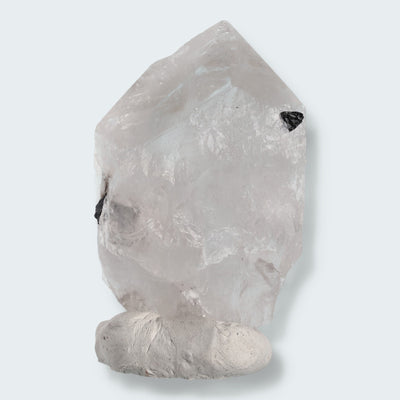 Schwarzer Schörl Turmalin an Himalaya Bergkristall (84g)