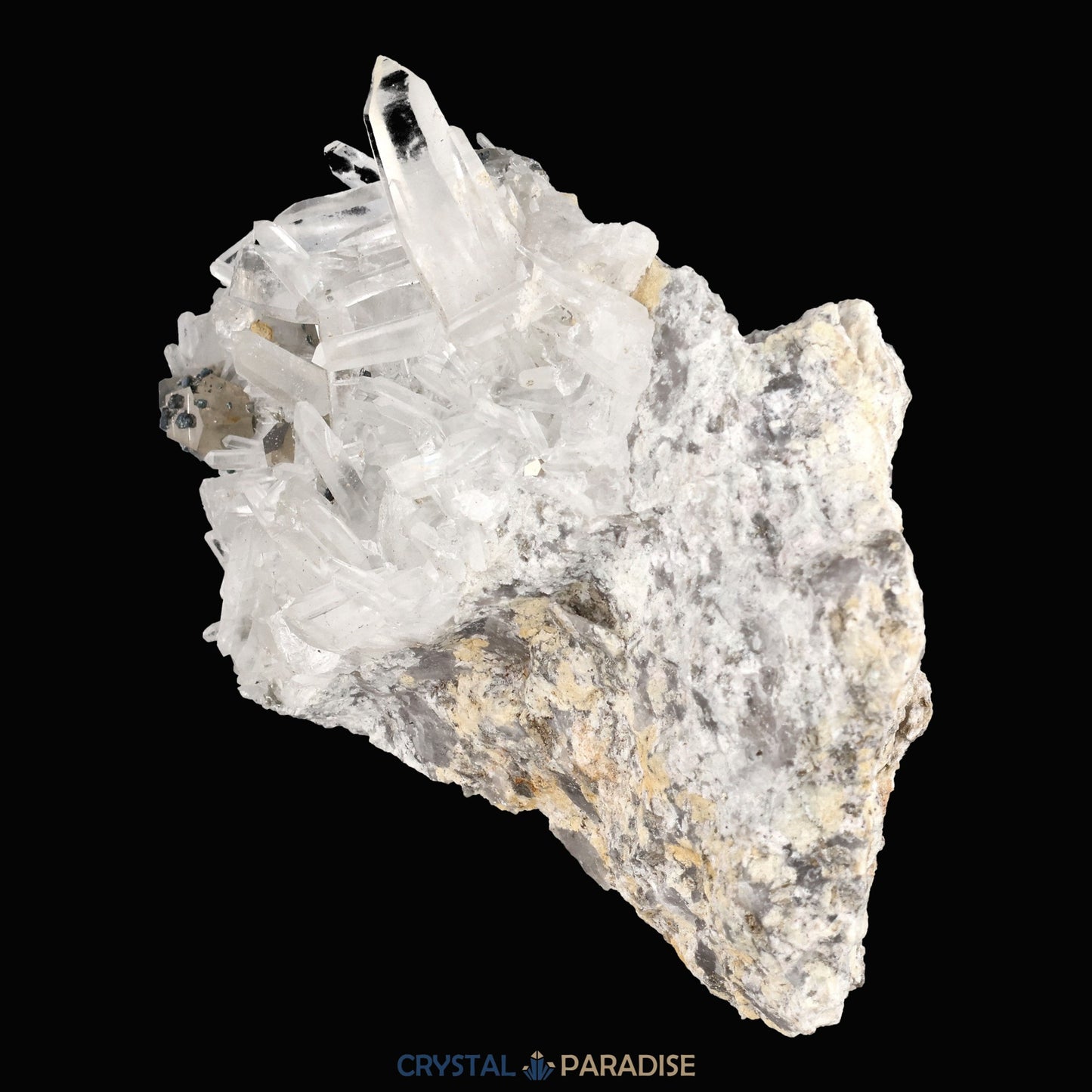 Pyrit an Bergkristall aus Indonesien (248g) - crystal paradise