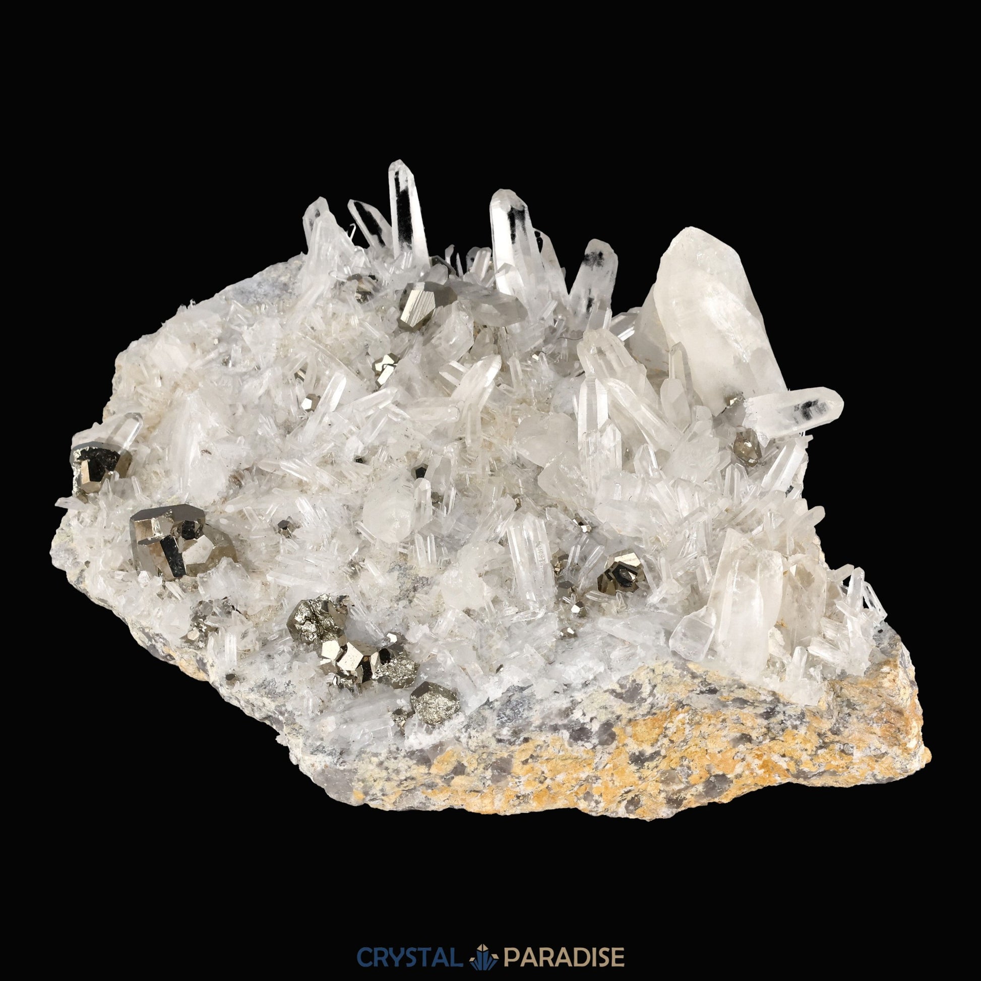 Pyrit an Bergkristall aus Indonesien (2084g) - Grossstufe - Schöne grosse Kristallspitzen und Cubes - crystal paradise