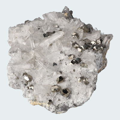 Pyrit an Bergkristall aus Indonesien (664g)