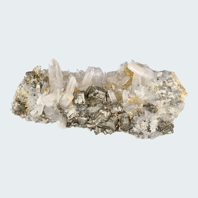 Pyrit an Bergkristall aus Indonesien (372g) - Handstufe - Schöne große Kristalle - crystal paradise