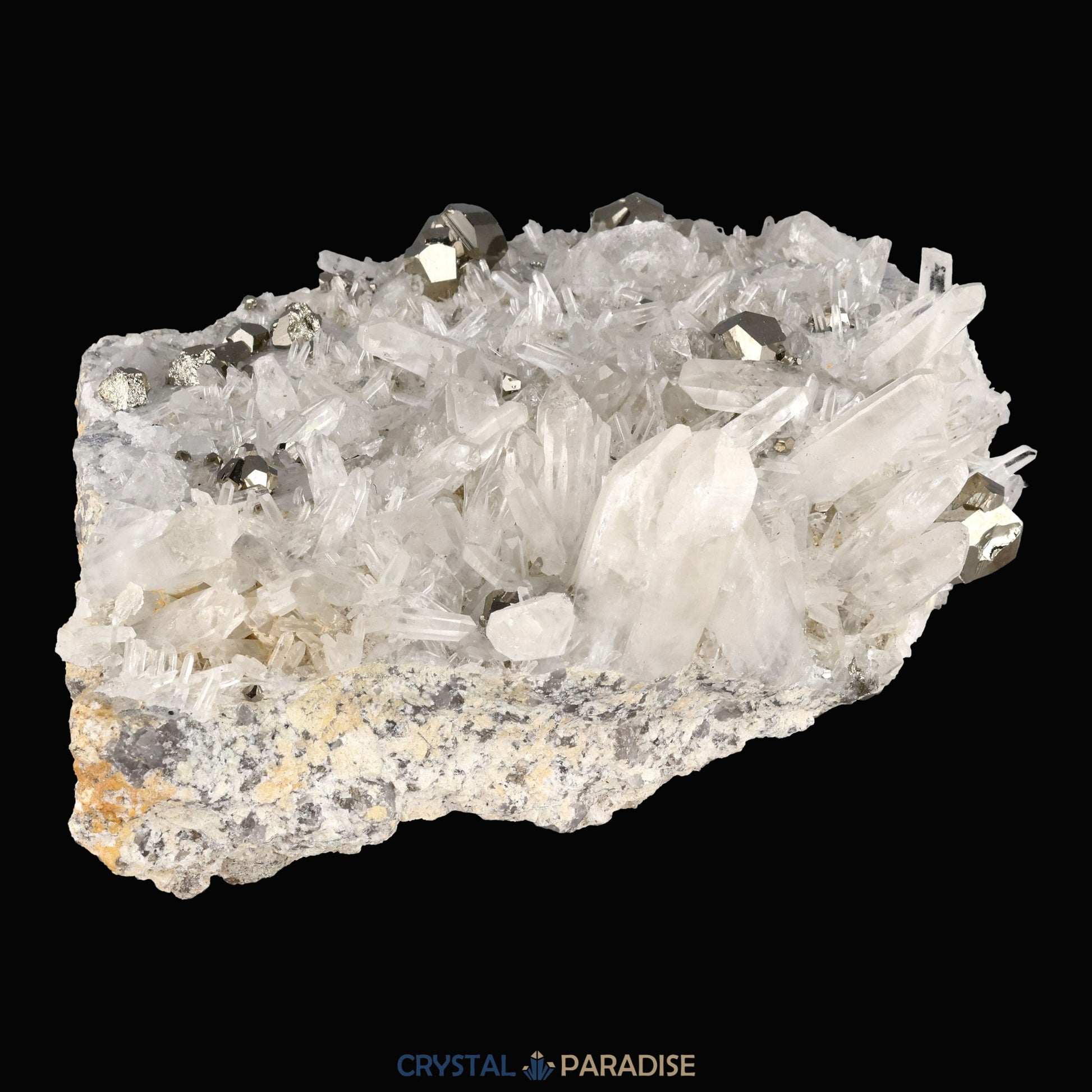 Pyrit an Bergkristall aus Indonesien (2084g) - Grossstufe - Schöne grosse Kristallspitzen und Cubes - crystal paradise