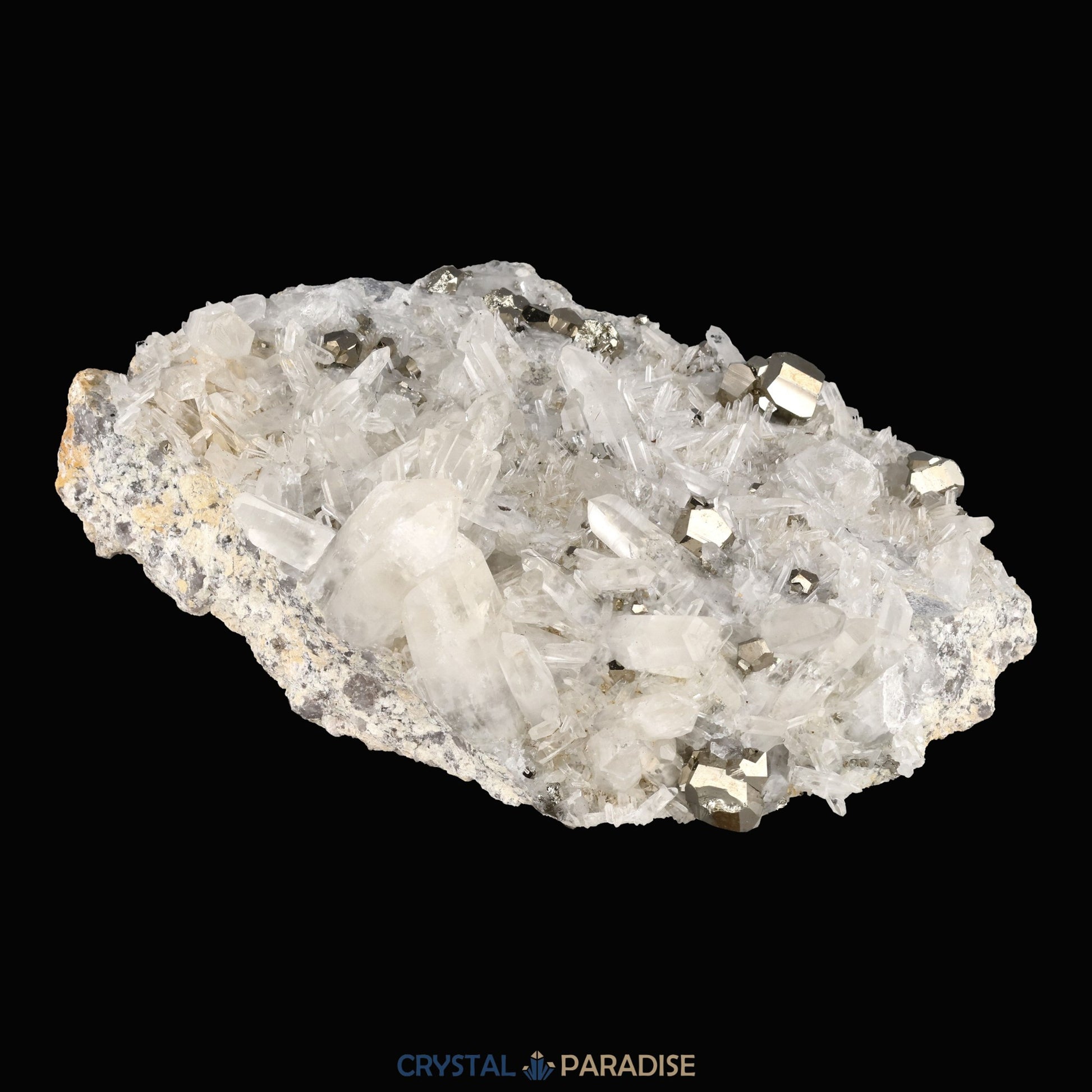 Pyrit an Bergkristall aus Indonesien (2084g) - Grossstufe - Schöne grosse Kristallspitzen und Cubes - crystal paradise