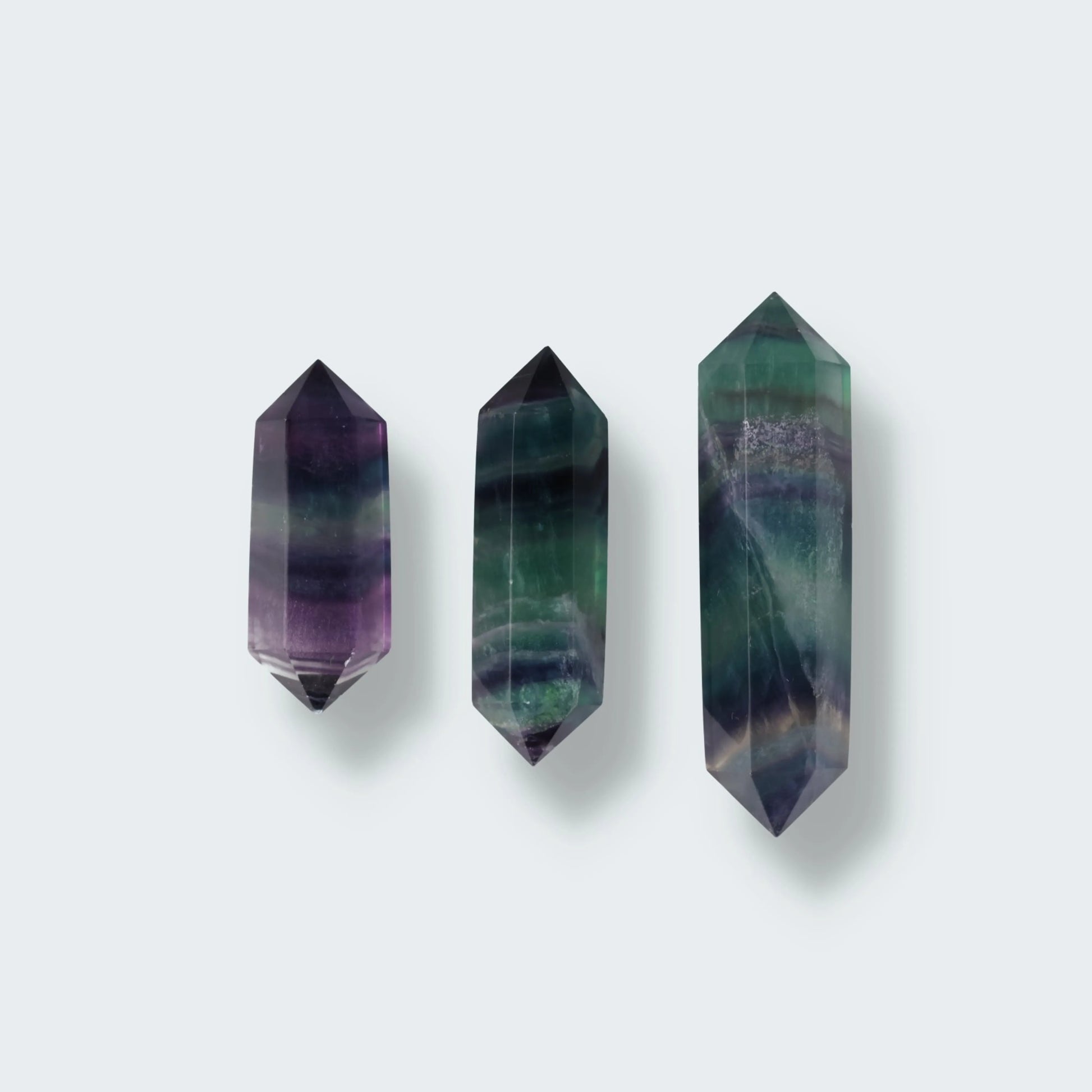 Regenbogen Fluorit Doppelspitze