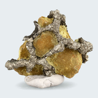 Pyrit auf gelber Matrix aus Mansehra Pakistan (63g)