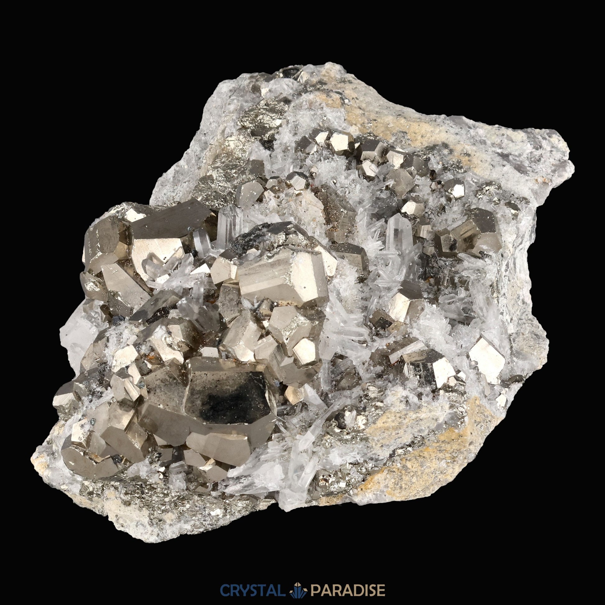 Pyrit an Bergkristall aus Indonesien (727g) - crystal paradise