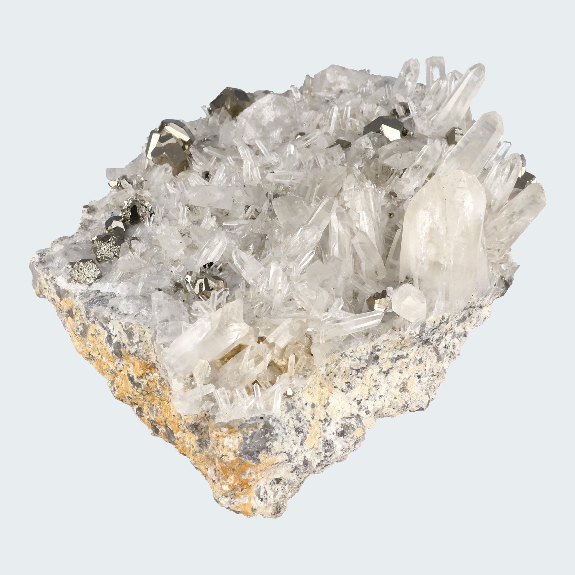 Pyrit an Bergkristall aus Indonesien (2084g) - Grossstufe - Schöne grosse Kristallspitzen und Cubes - crystal paradise