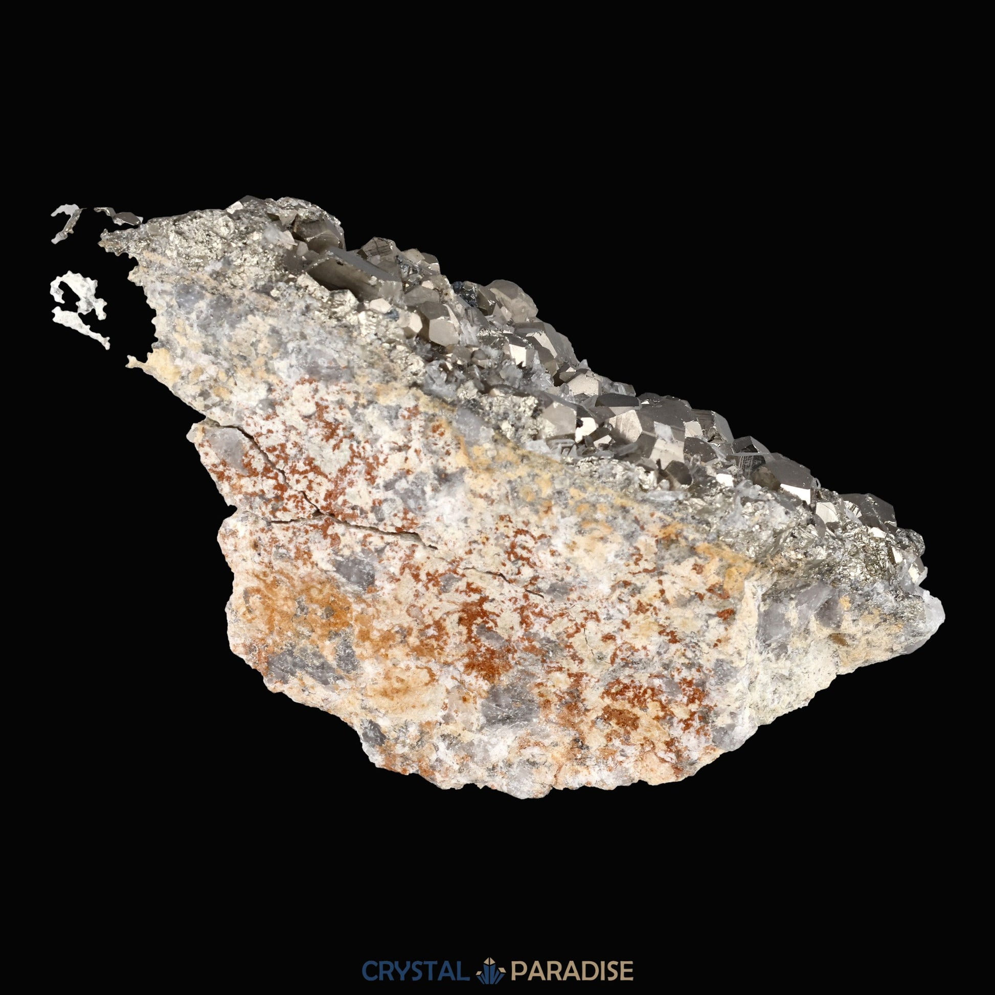 Pyrit an Bergkristall aus Indonesien (381g) - crystal paradise