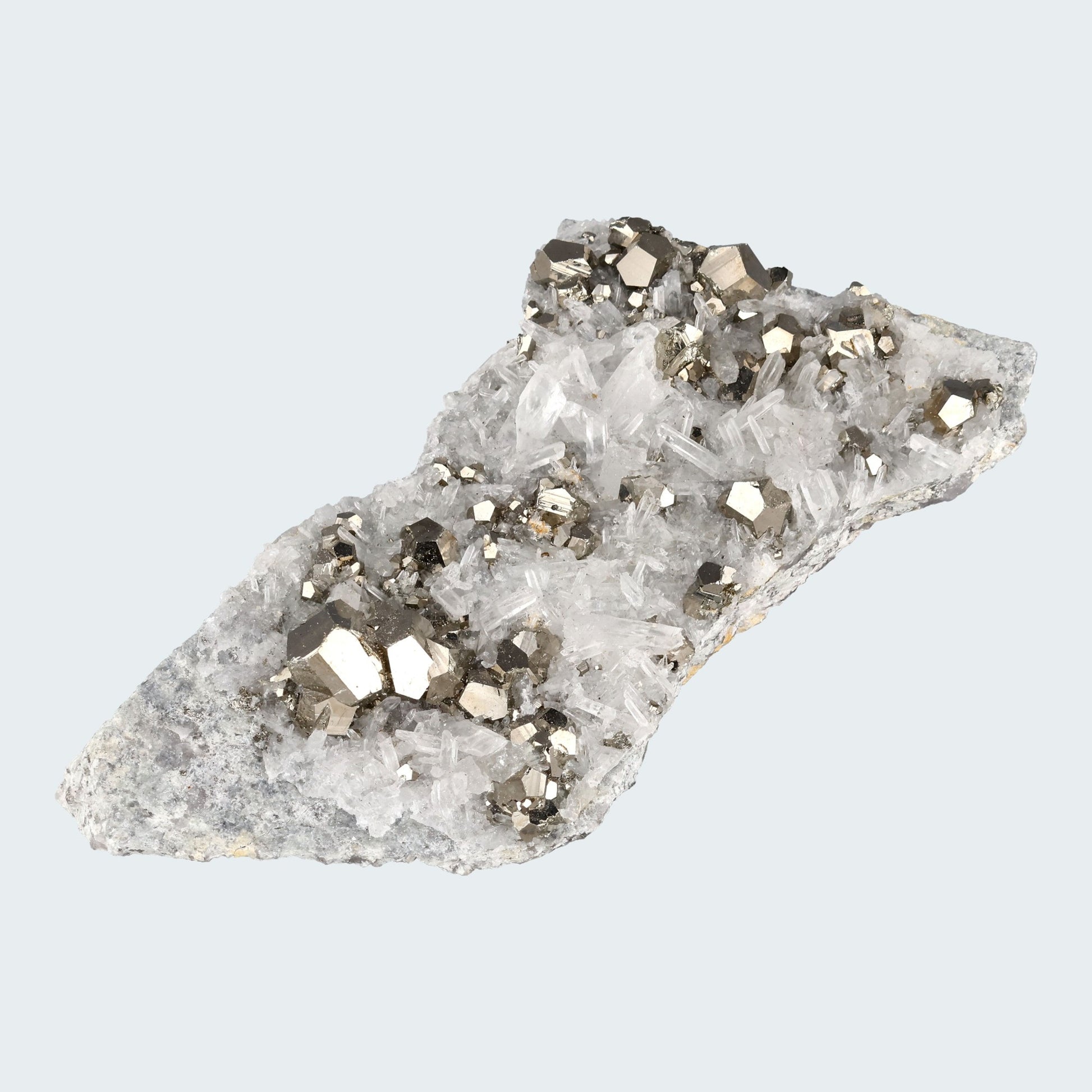 Pyrit an Bergkristall aus Indonesien (331g) - crystal paradise