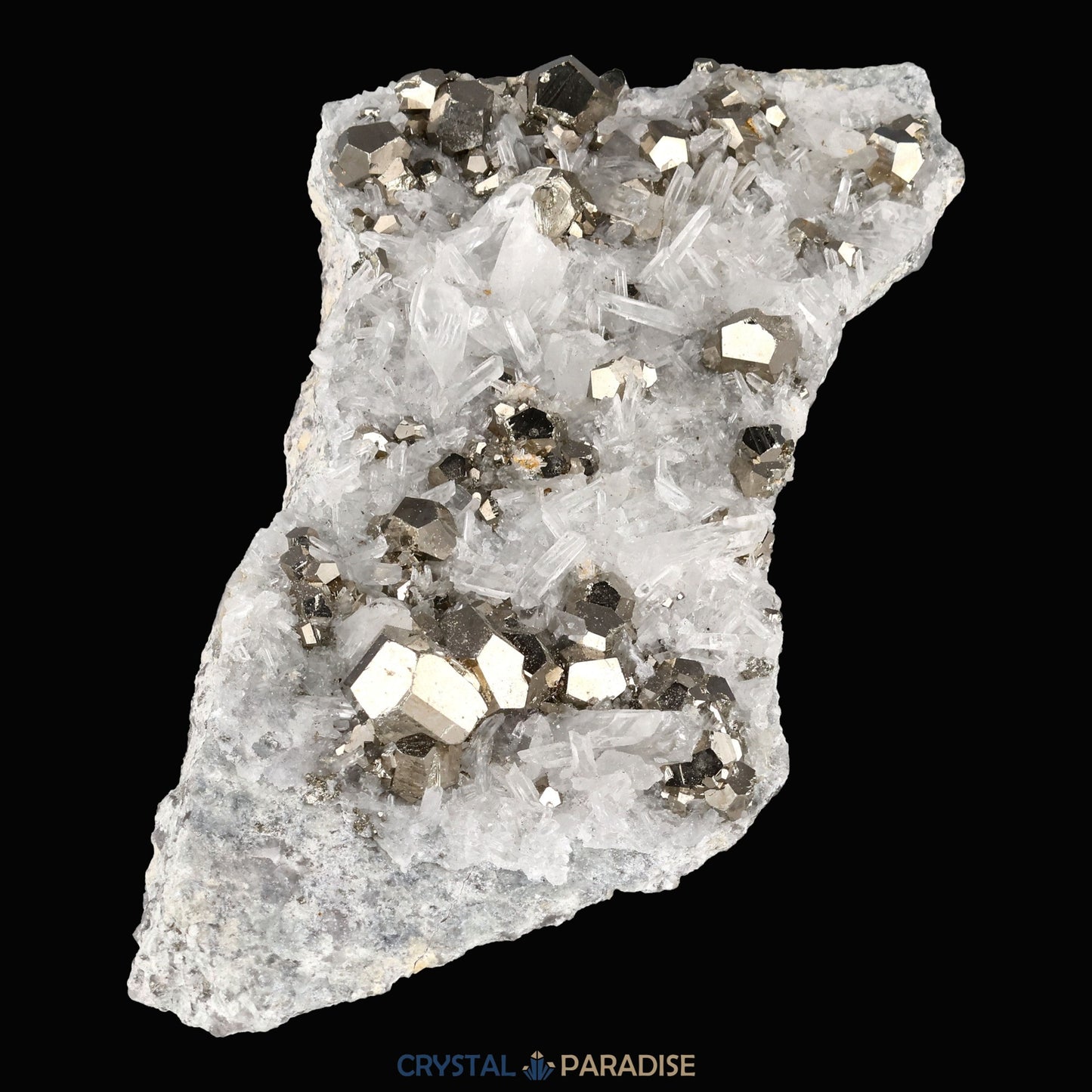 Pyrit an Bergkristall aus Indonesien (331g) - crystal paradise