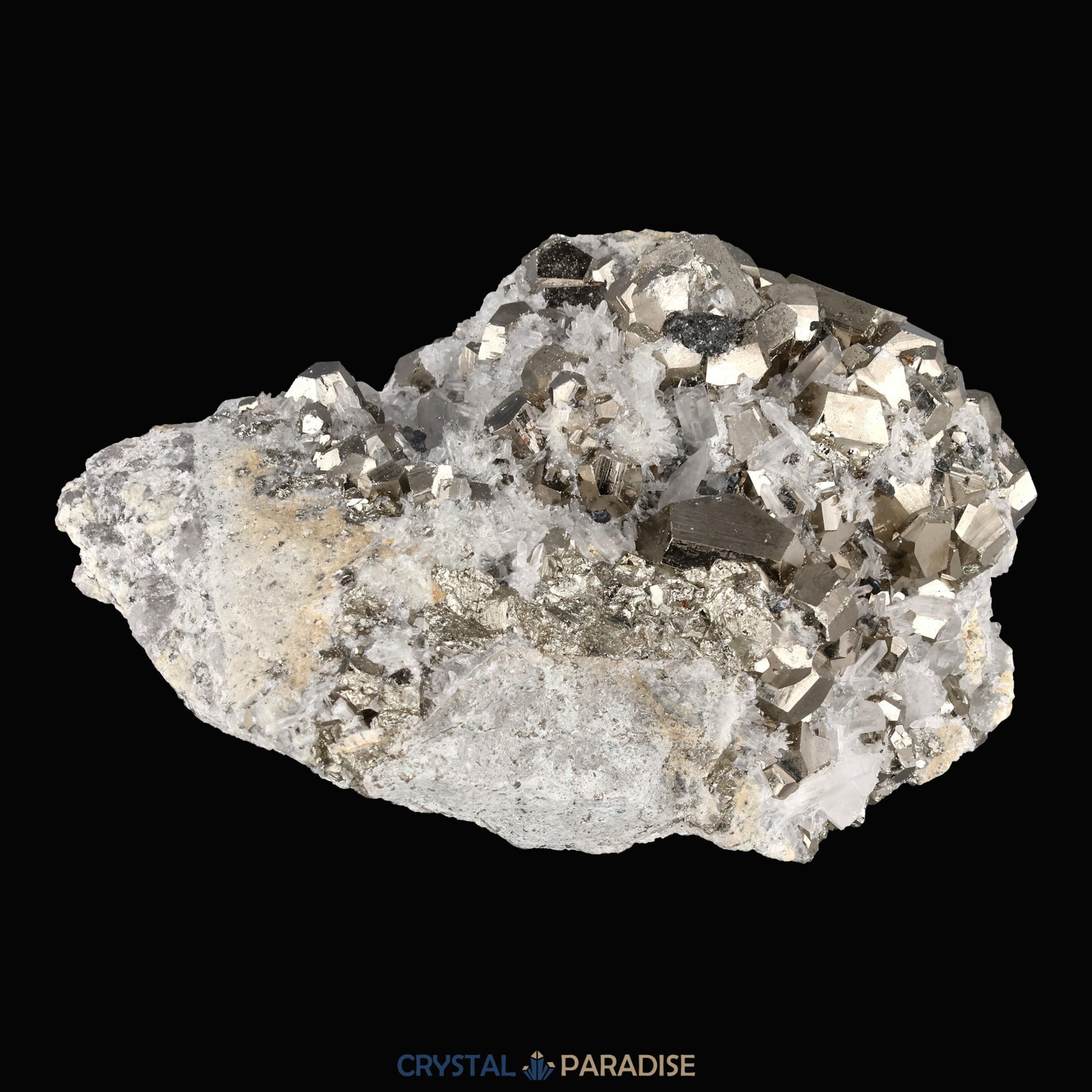 Pyrit an Bergkristall aus Indonesien (727g) - crystal paradise