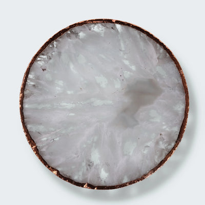 Salz-Achatscheibe weiß mit Rotgoldrand (rund)