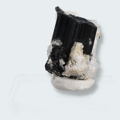 Schwarzer Schörl Turmalin an Himalaya Bergkristall (10g)