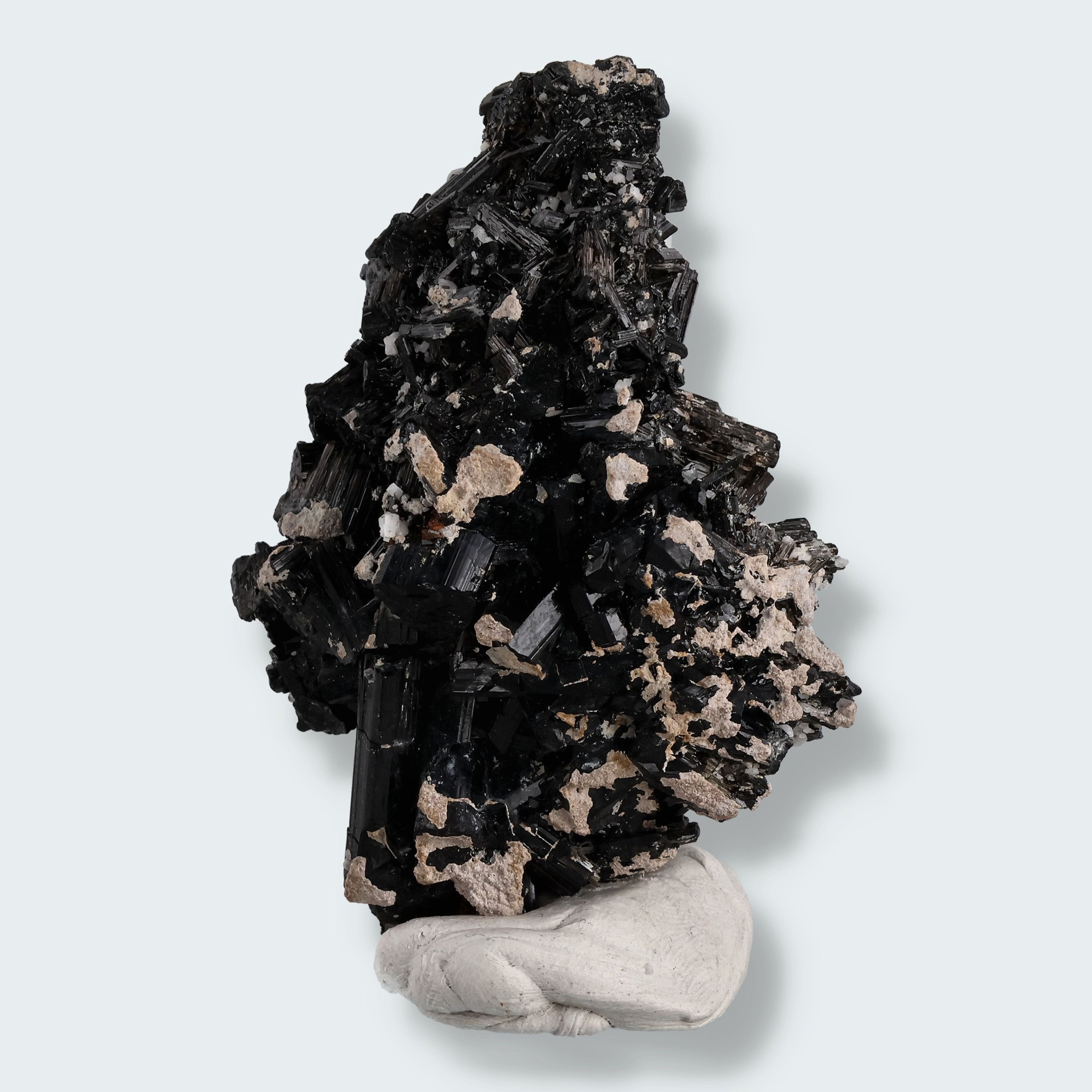 Schwarzer Schörl Turmalin an Himalaya Bergkristall (76g)