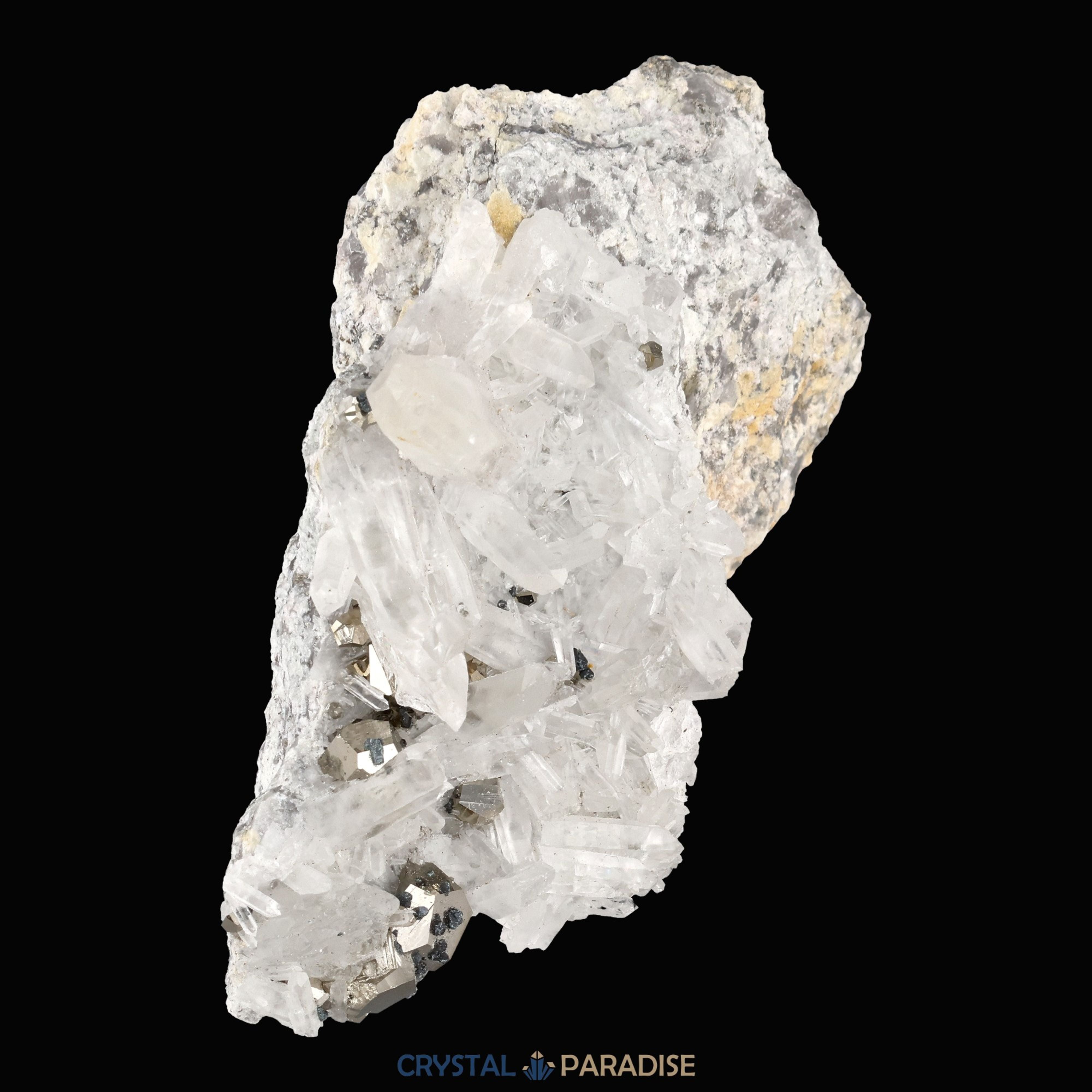 Pyrit an Bergkristall aus Indonesien (248g) - crystal paradise