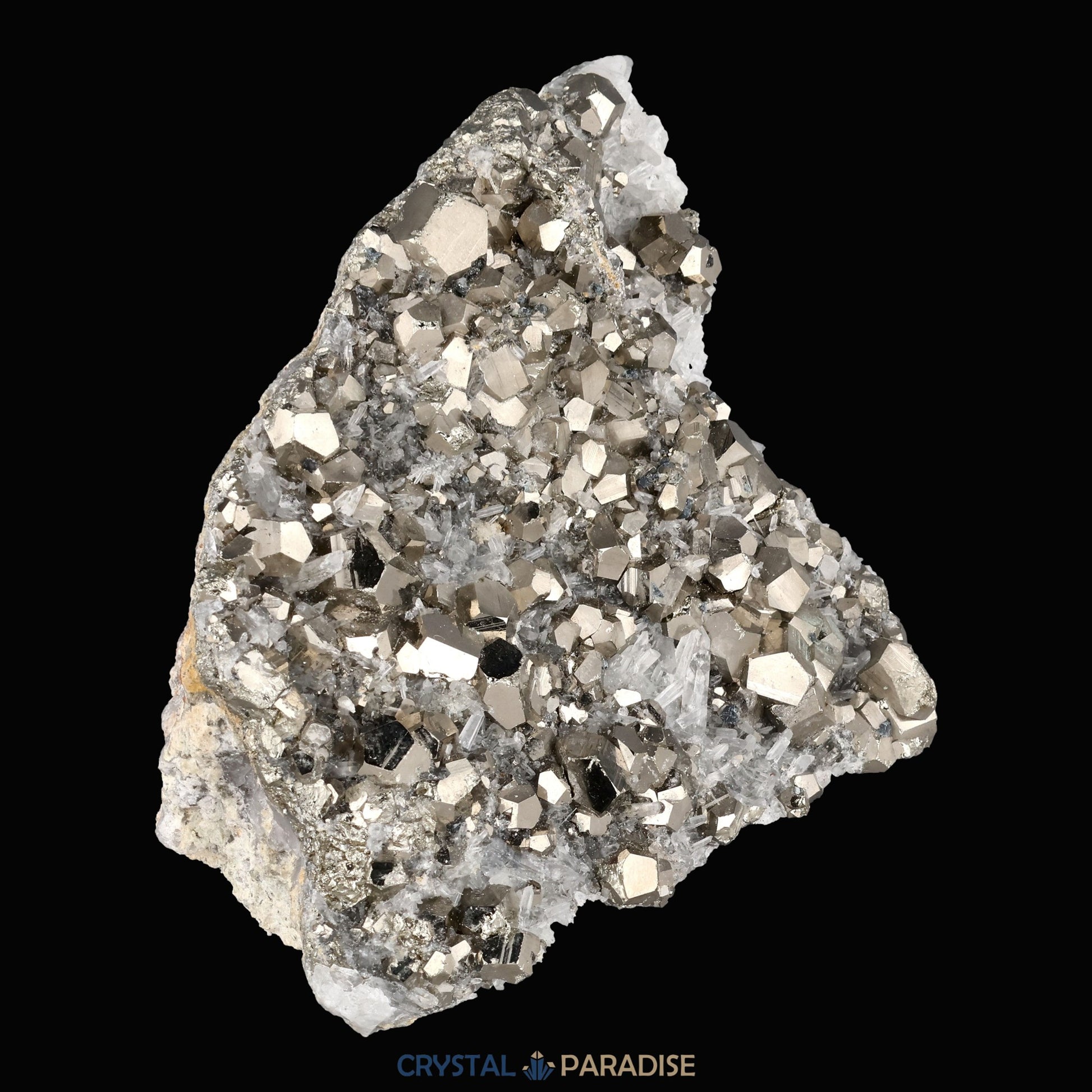 Pyrit an Bergkristall aus Indonesien (381g) - crystal paradise