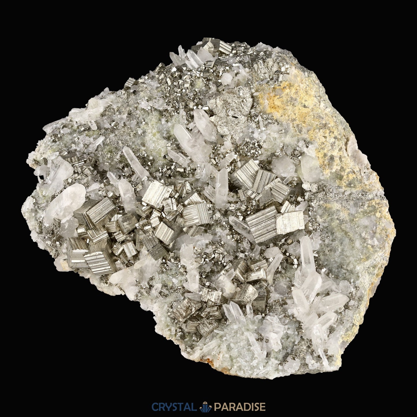 Pyrit an Bergkristall aus Indonesien (2066g) - crystal paradise