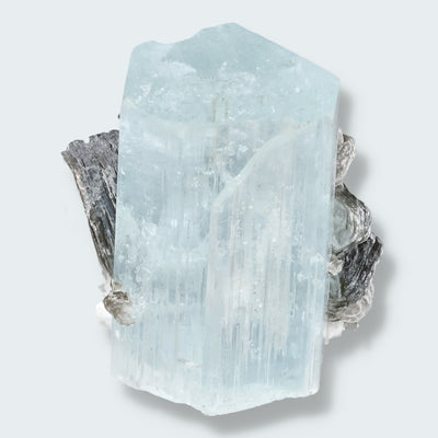 Aquamarin Stufe an Matrix und Quarz aus Pakistan (10g)