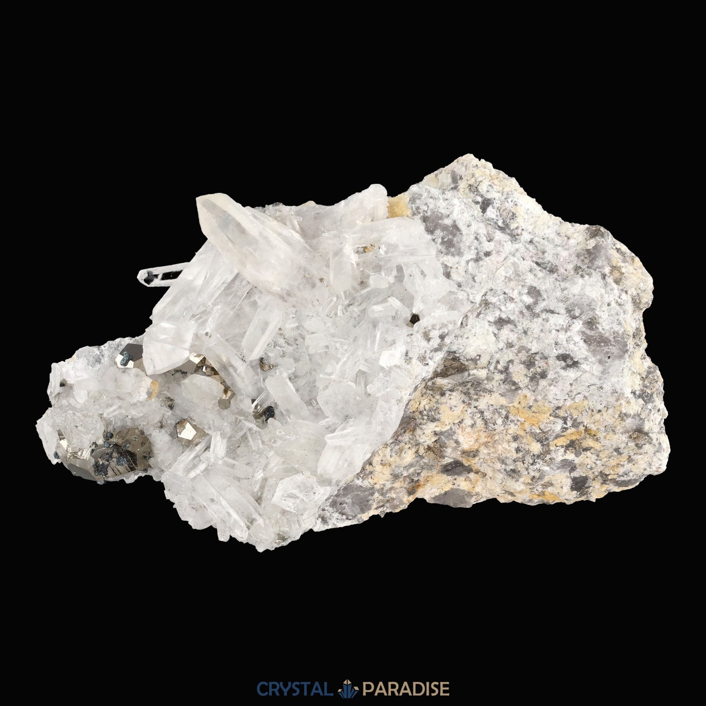 Pyrit an Bergkristall aus Indonesien (248g) - crystal paradise